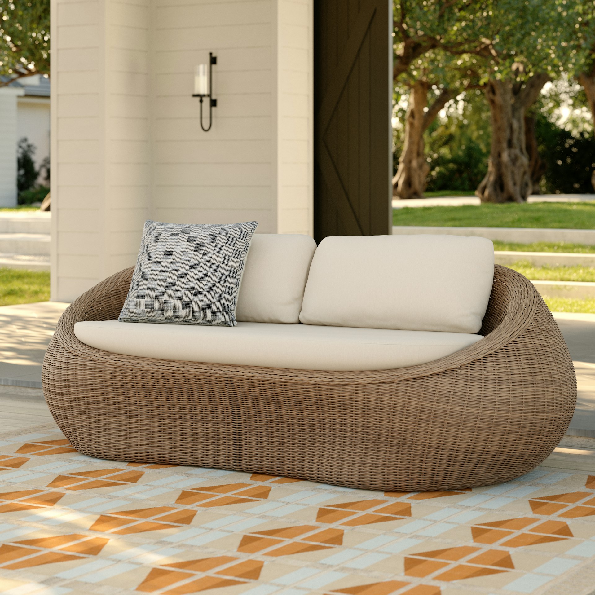 Avila 85.5" Outdoor Sofa - Dravite Ivory