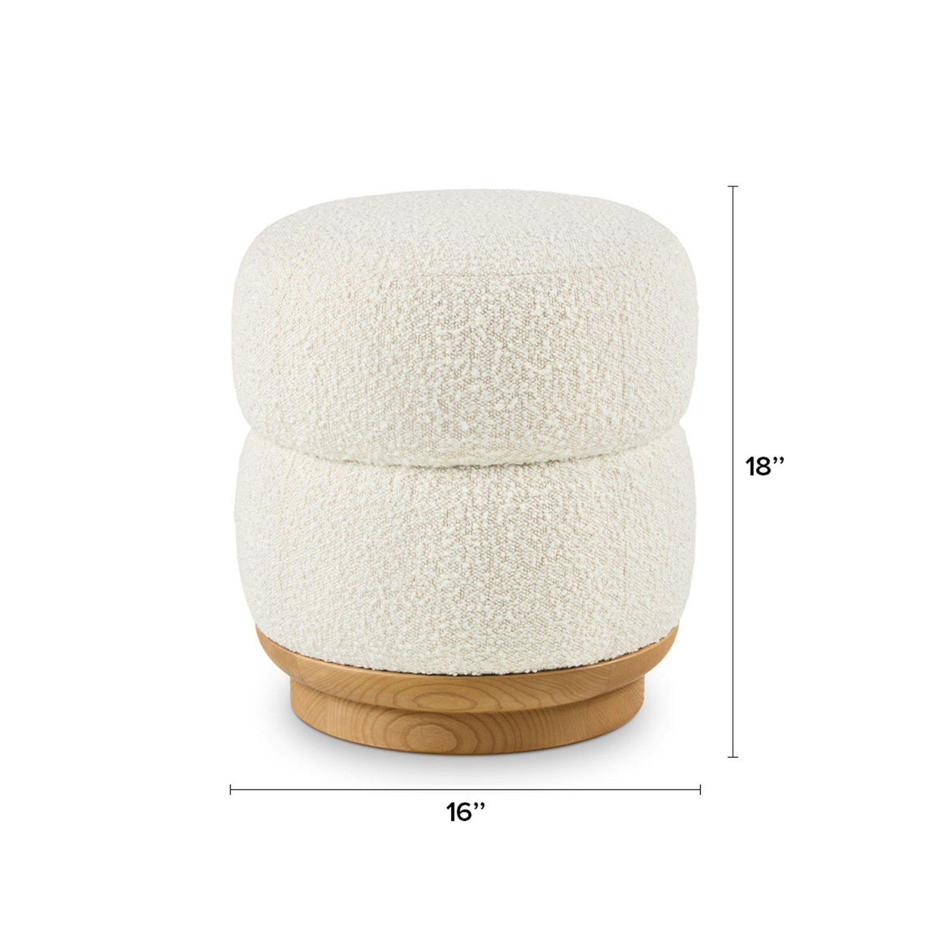 Pica 16" Ottoman - Ivory Bouclé 10 Pica 16" Ottoman - Ivory Bouclé