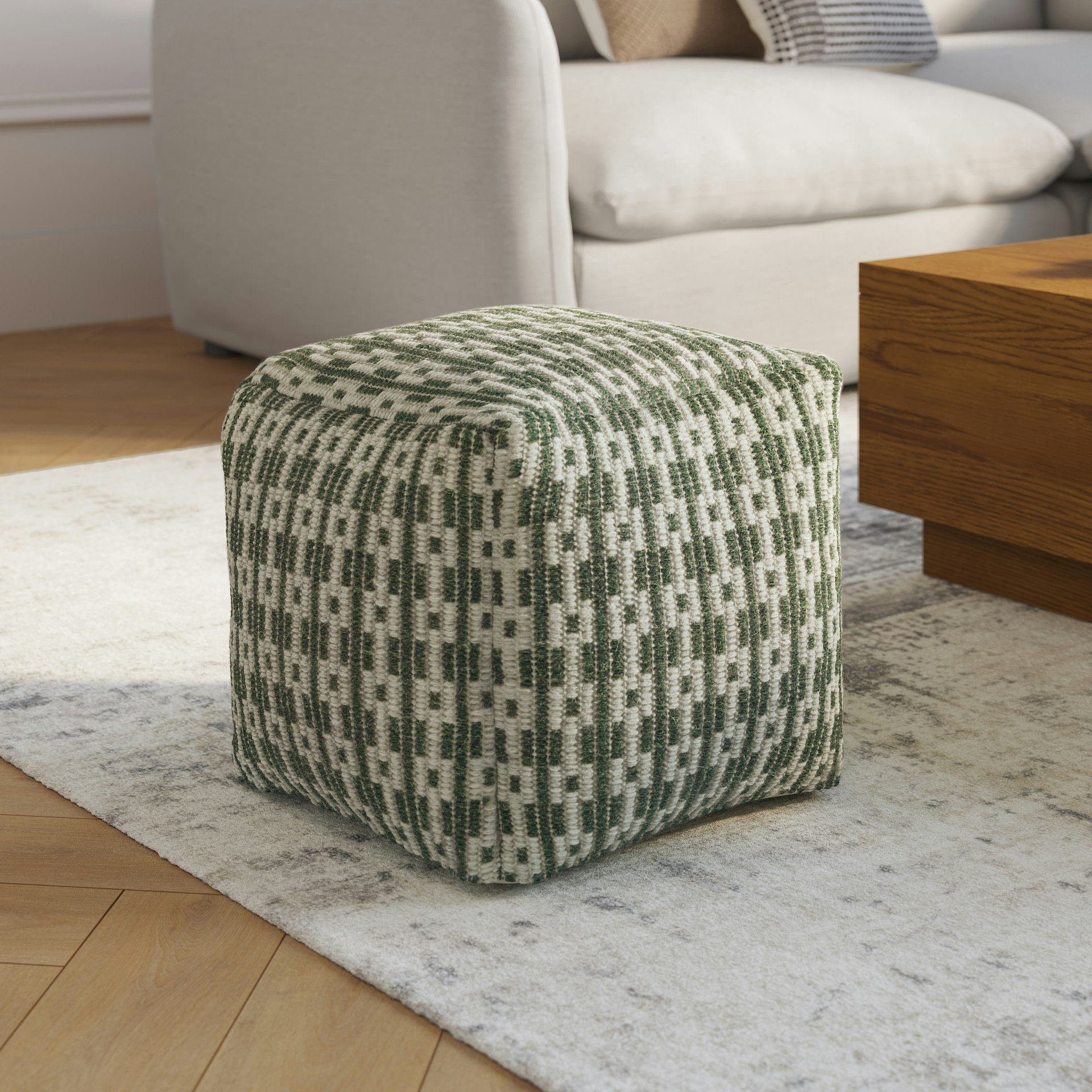 Mia 18" Pouf - Woodland Green