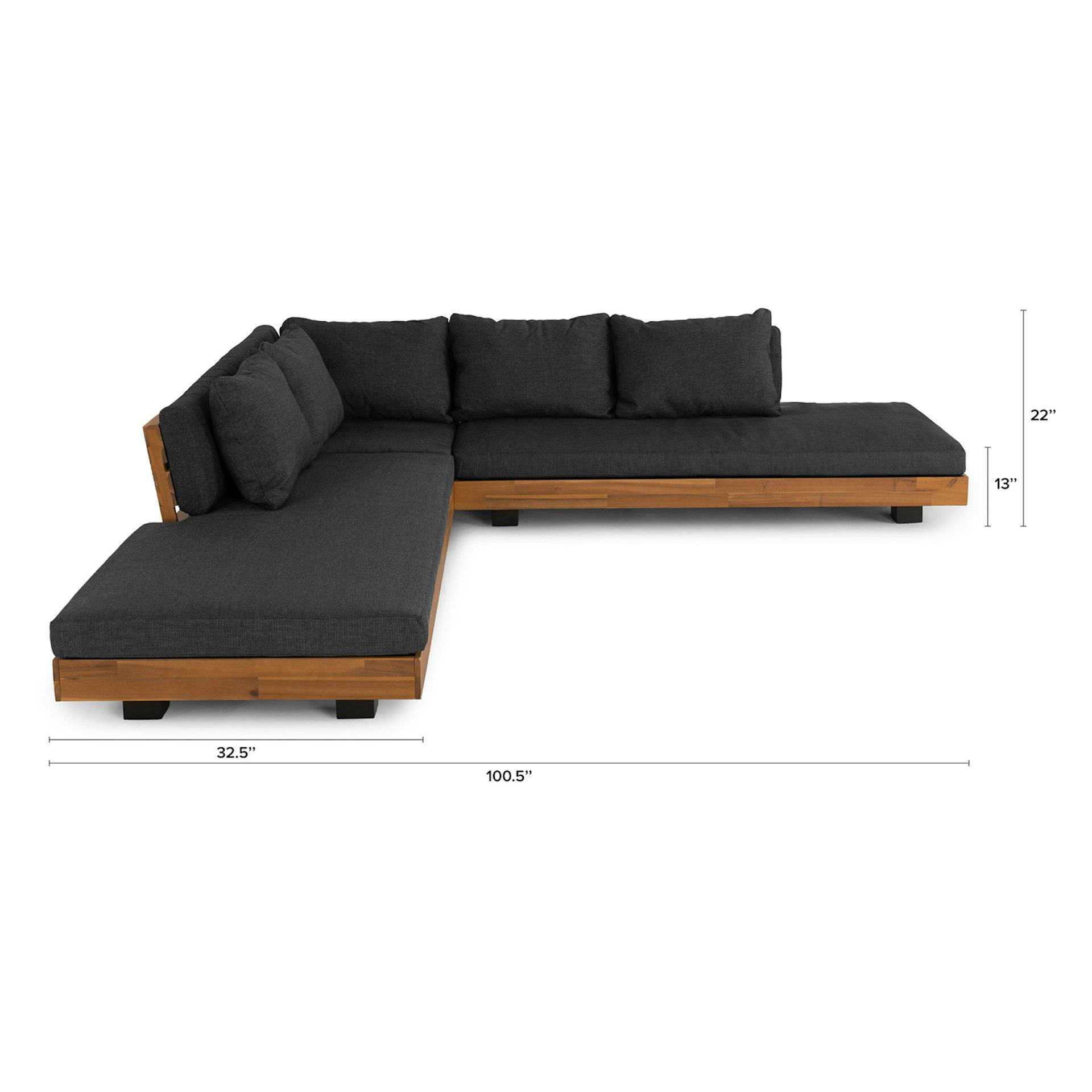 Lubek 100.5" Outdoor Low Corner Sectional - Slate Gray 17 Lubek 100.5" Outdoor Low Corner Sectional - Slate Gray
