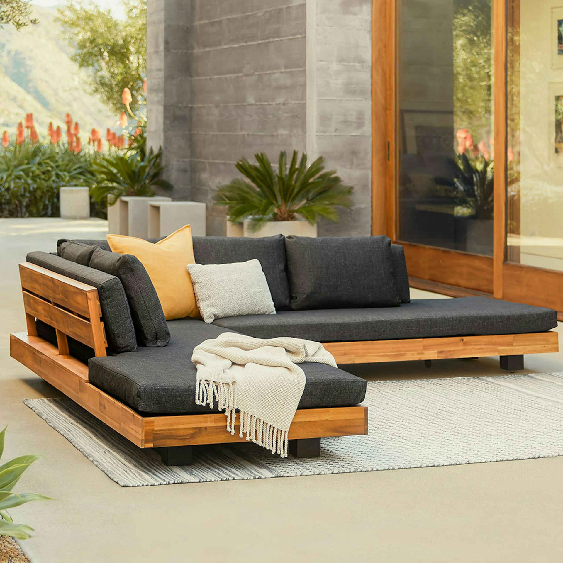 Lubek 100.5" Outdoor Low Corner Sectional - Slate Gray 3 Lubek 100.5" Outdoor Low Corner Sectional - Slate Gray