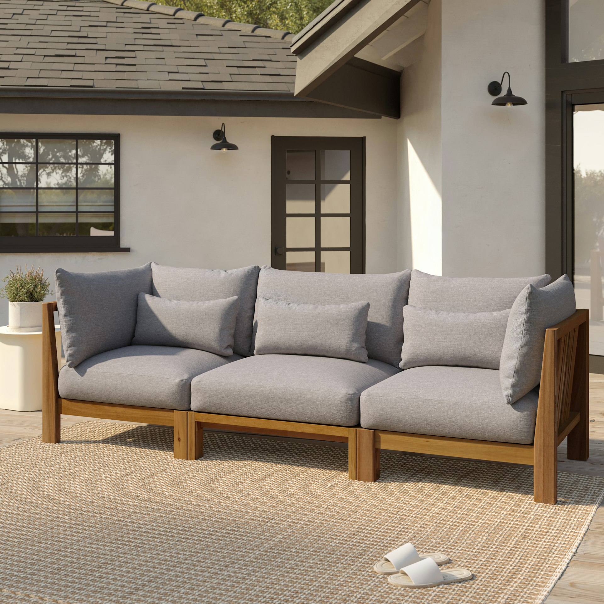 Cove 102.75" Outdoor Modular Sofa - Basket Gray