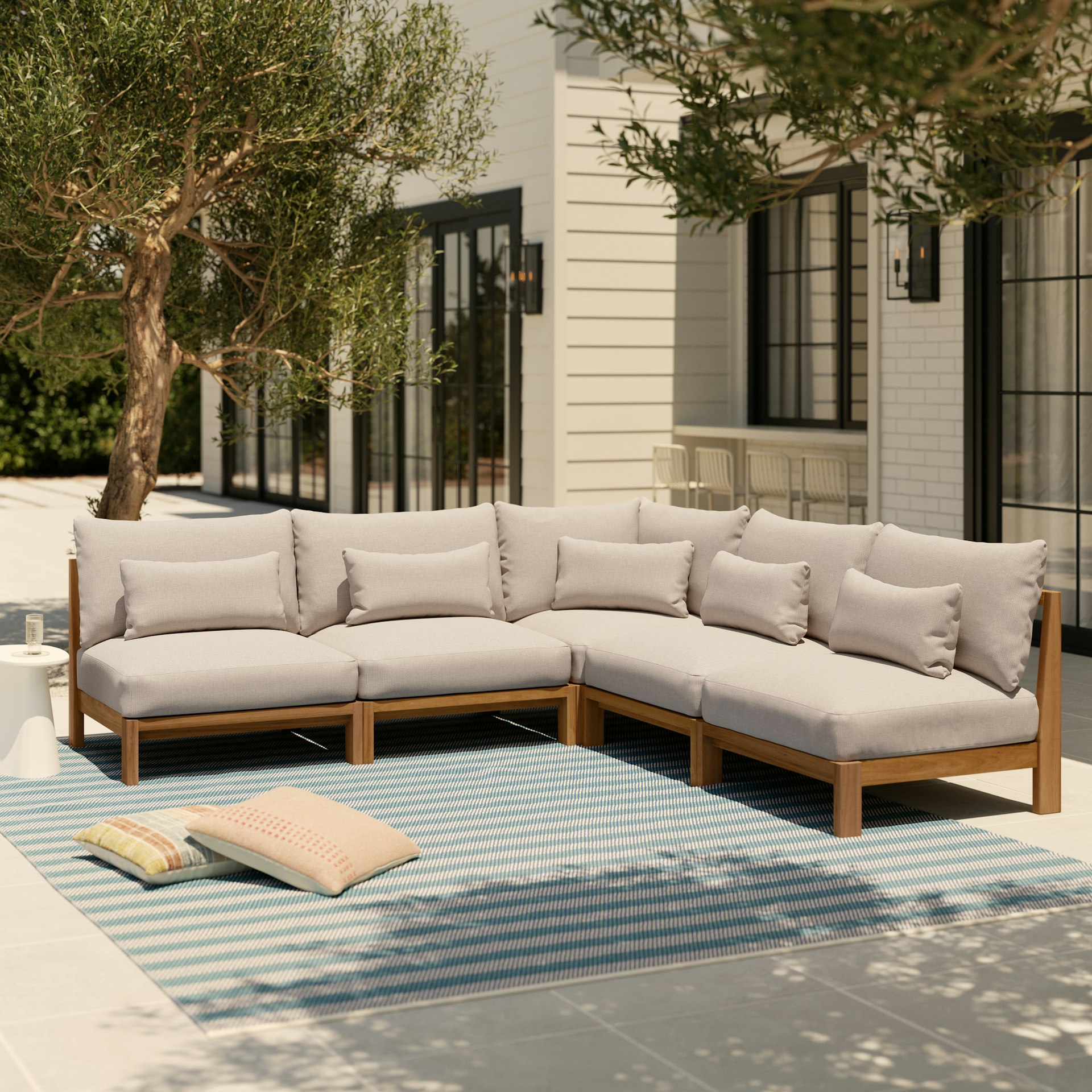 Cove 102.75" Outdoor Armless Modular Sectional - Basket Beige