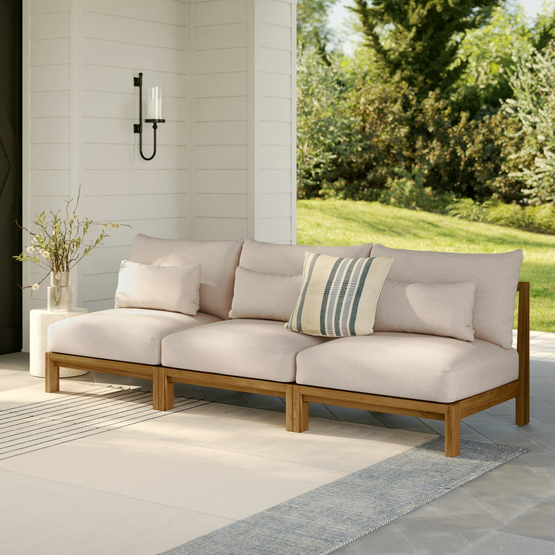 Cove 102.75" Outdoor Armless Modular Sofa - Basket Beige