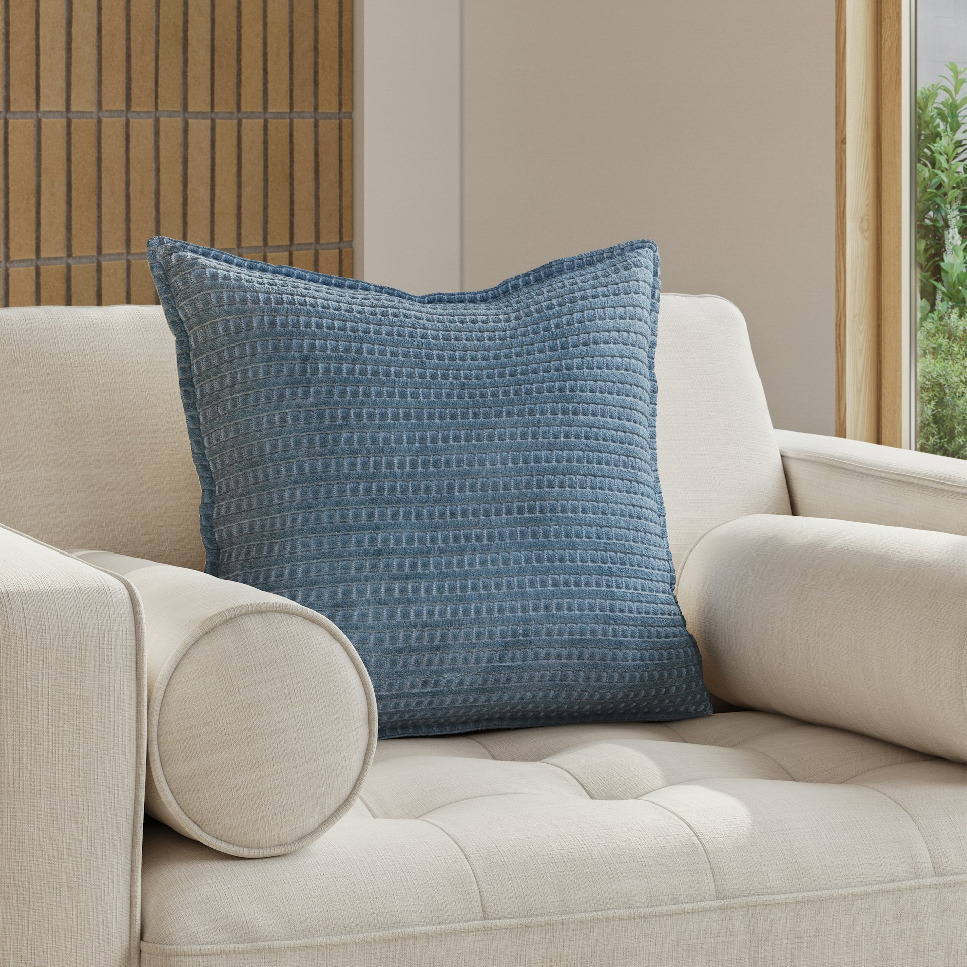 Camil Velvet Pillow - Blue