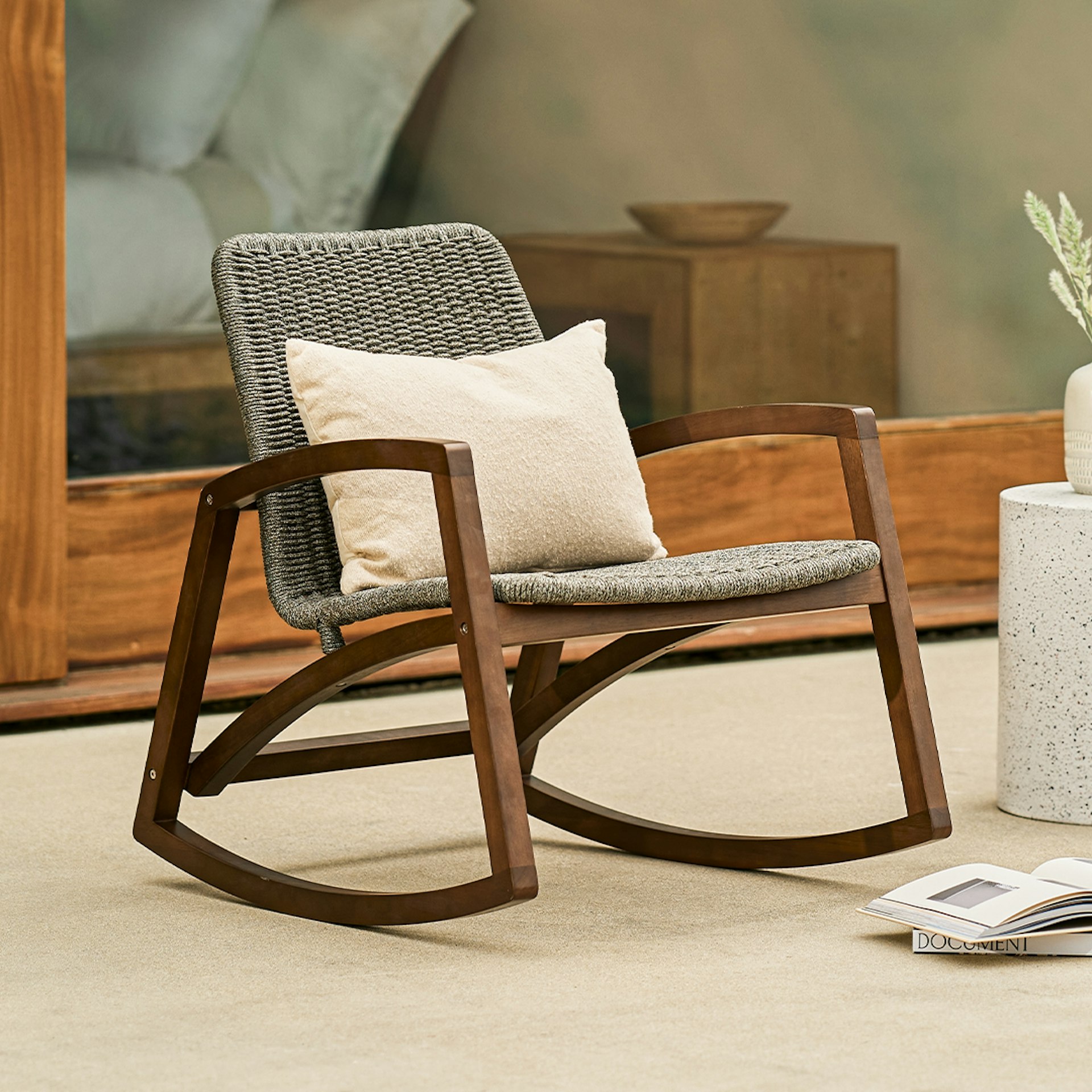 Lynea 27.25" Outdoor Rocking Lounge Chair - Freckle Gray