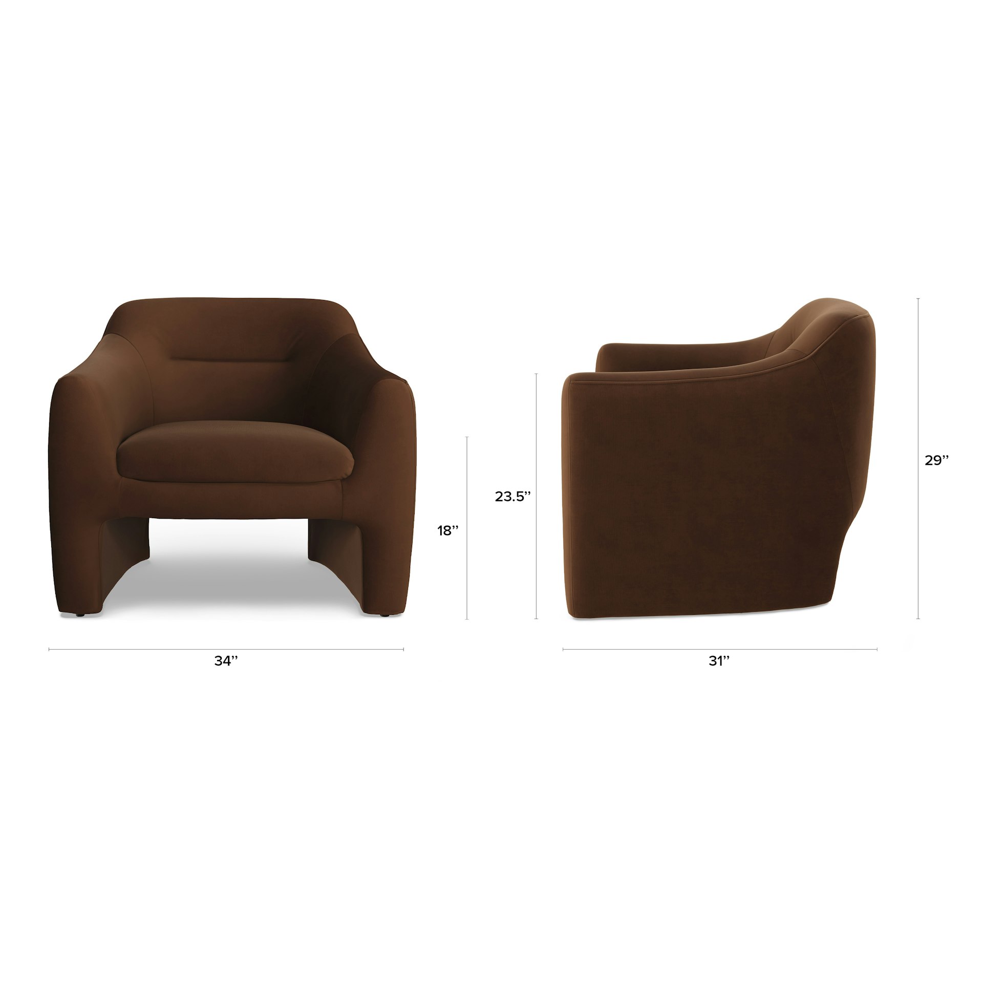 Eleanor 34" Velvet Lounge Chair - Hale Earth 12 Eleanor 34" Velvet Lounge Chair - Hale Earth