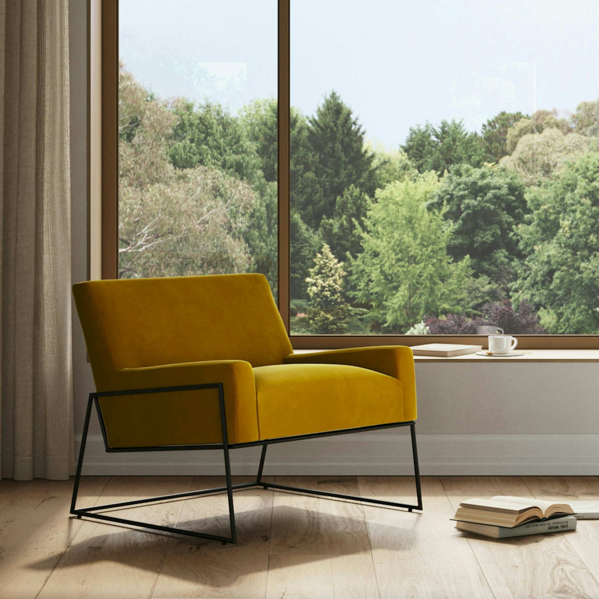 Regis 33" Velvet Lounge Chair - Yarrow Gold