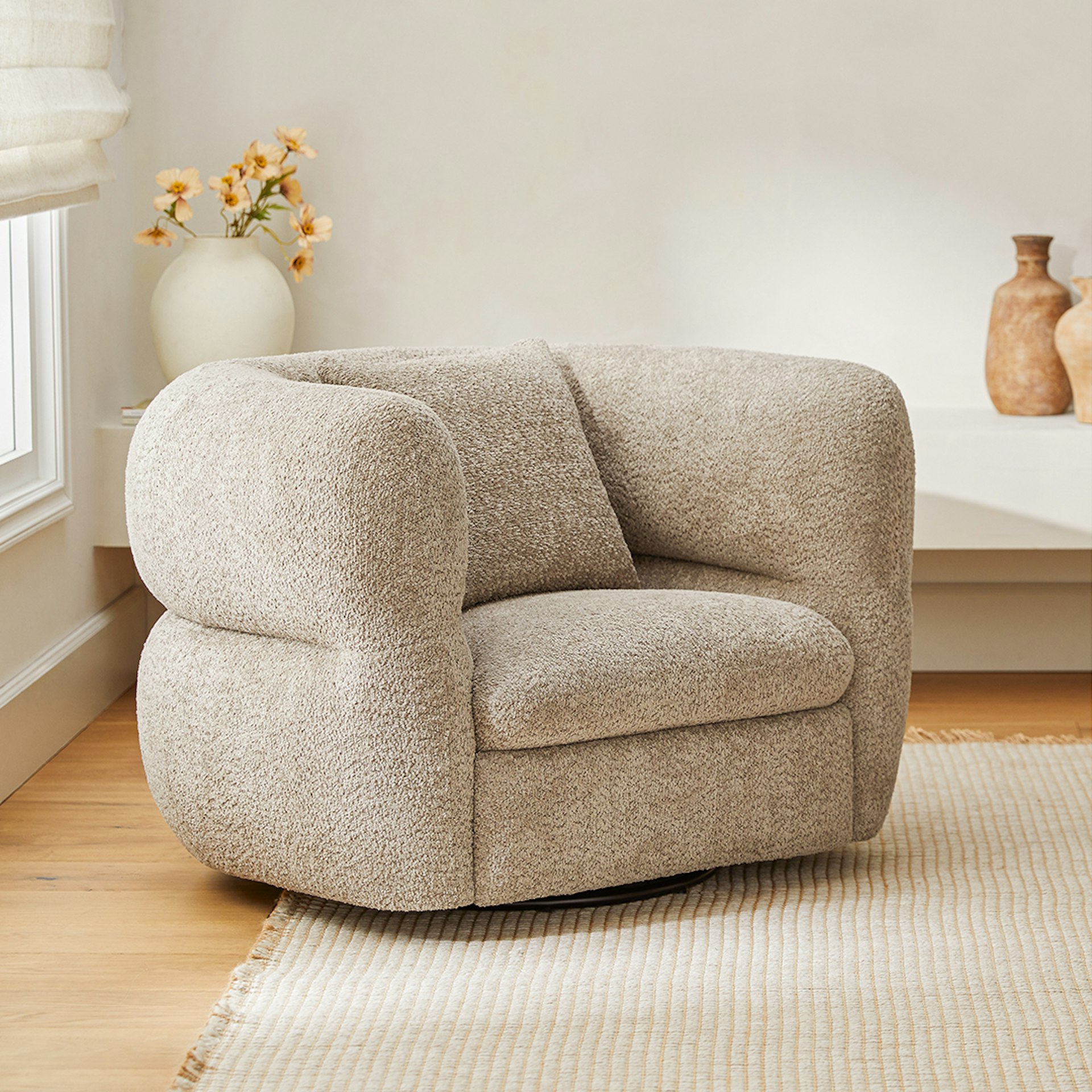 Quinn 40.5" Swivel Lounge Chair - Nouna Mushroom