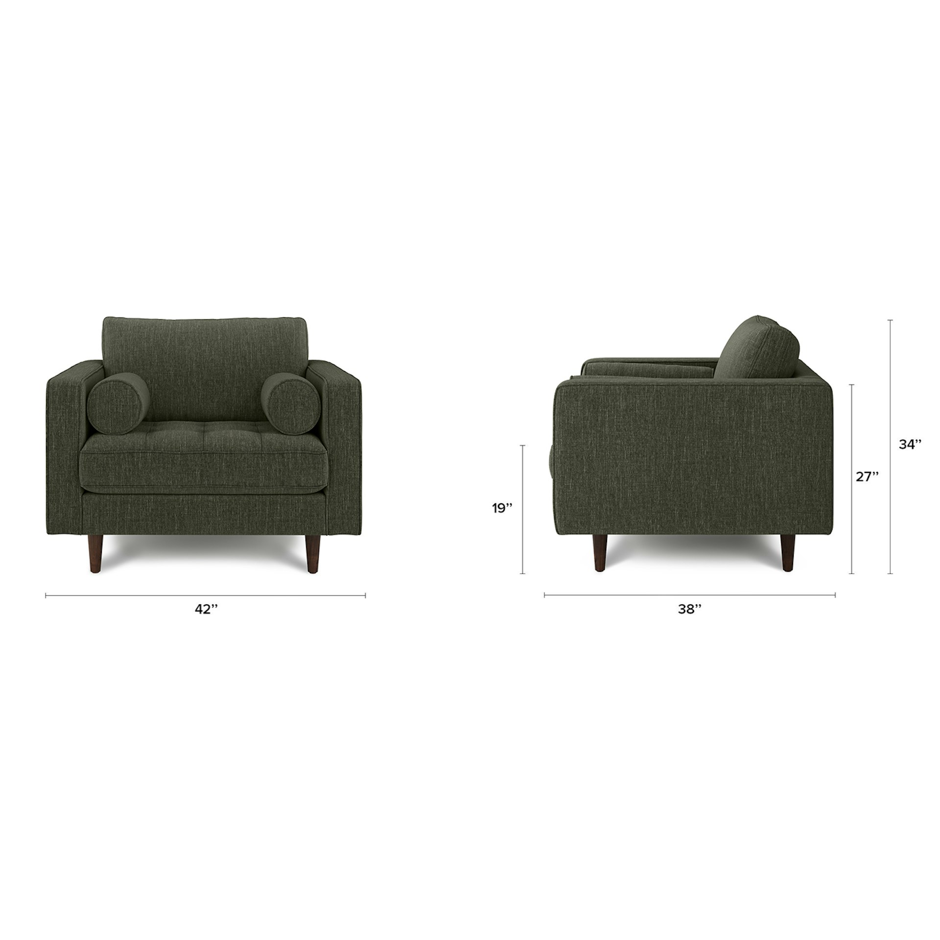 Sven 42" Tufted Lounge Chair - Fir Green 13 Sven 42" Tufted Lounge Chair - Fir Green