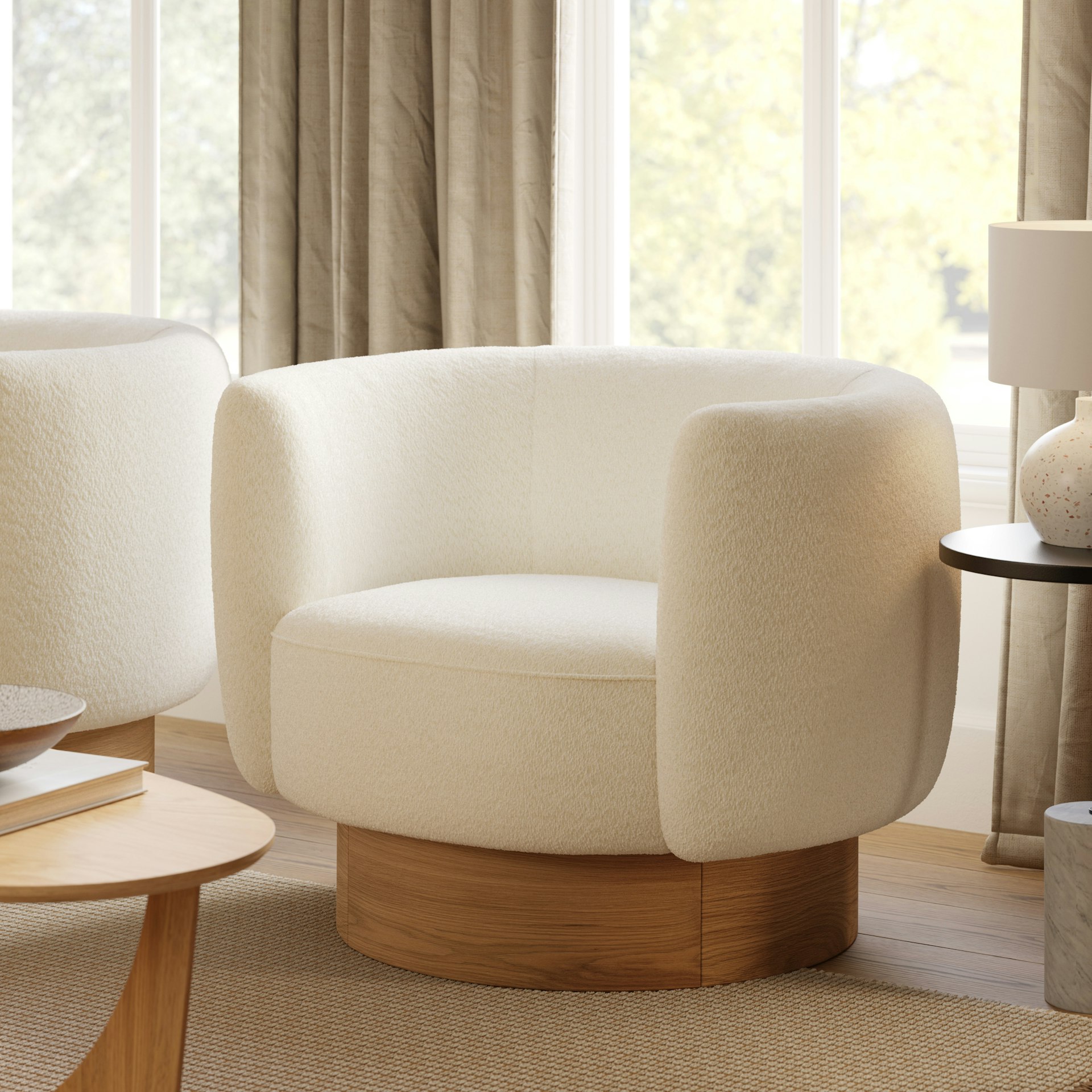 Agnes 39.5" Swivel Lounge Chair - Marshmallow White
