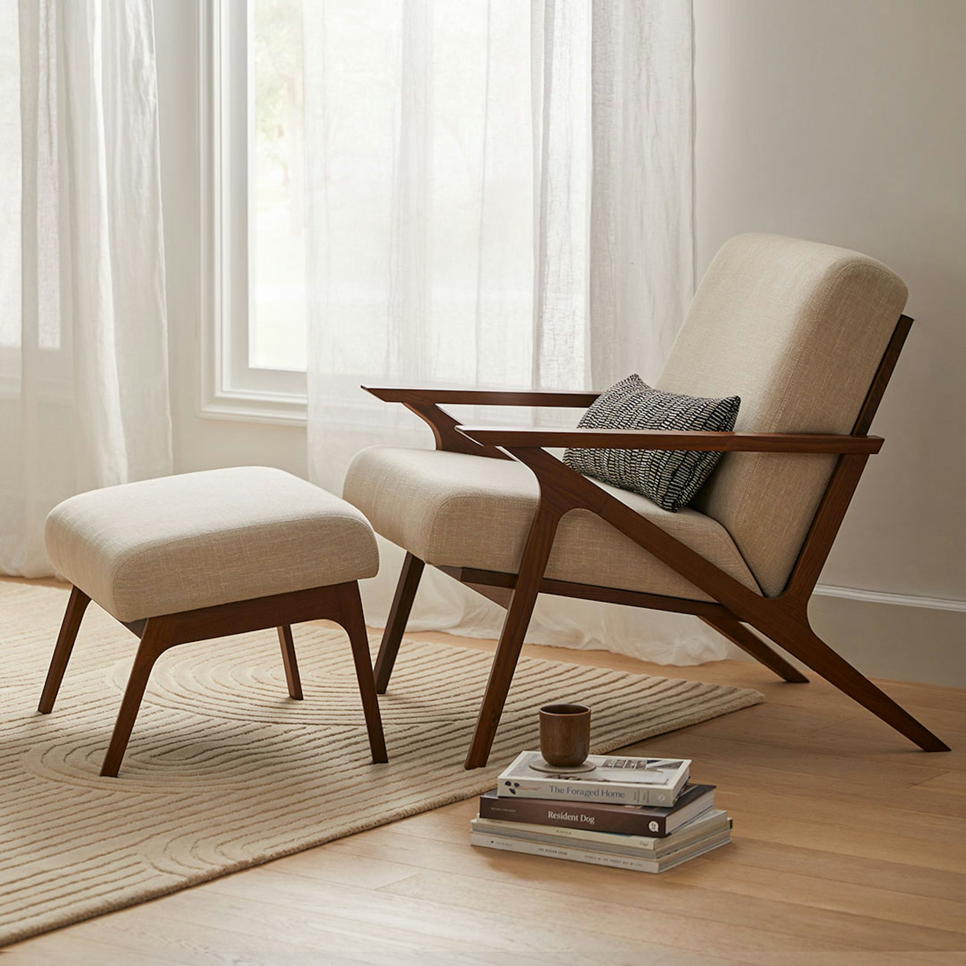 Otio 26" Lounge Set - Walnut and Welsh Taupe