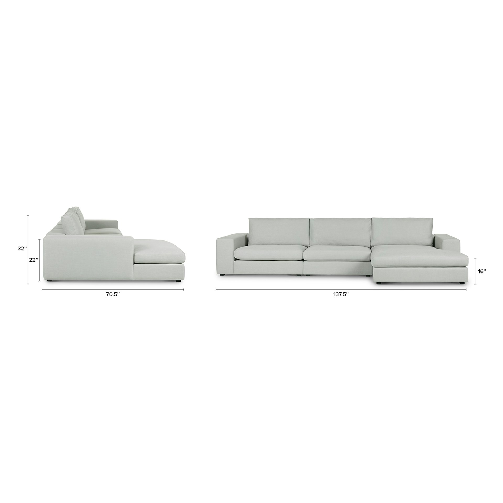 Beta 137.5" Right Modular Chaise Sectional - Welsh Gray 13 Beta 137.5" Right Modular Chaise Sectional - Welsh Gray
