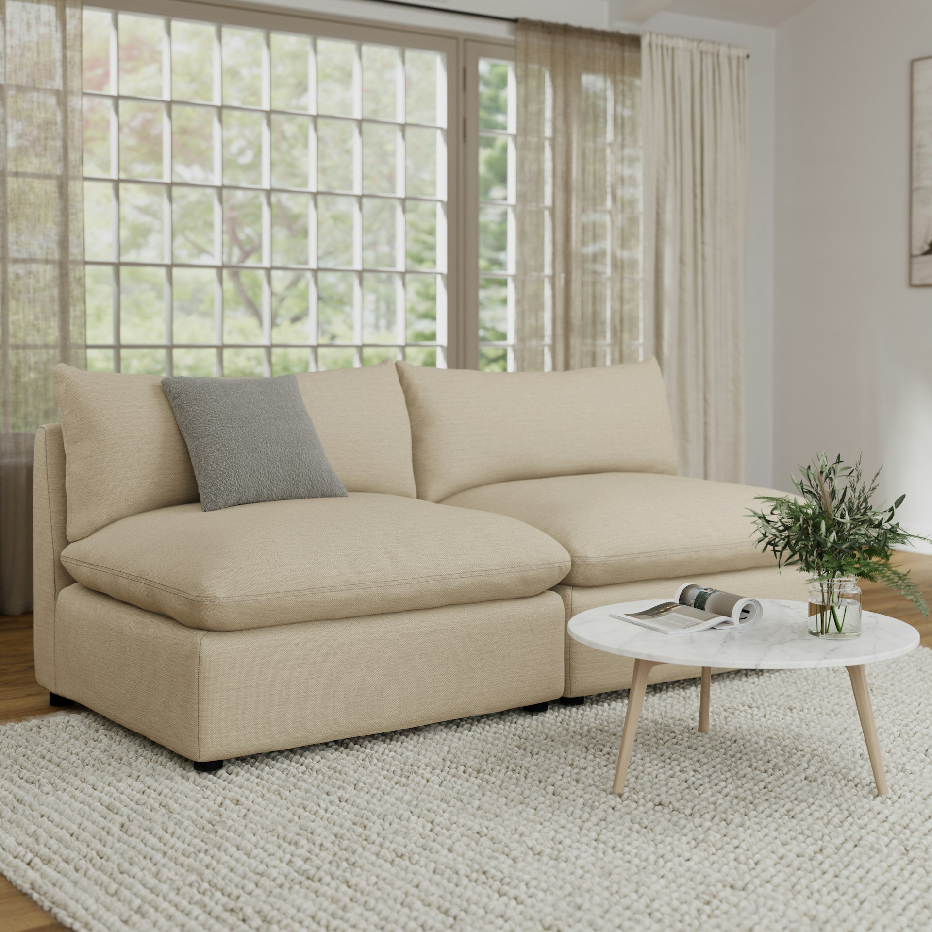 Leigh 79" Armless Modular Sofa - Silver Taupe
