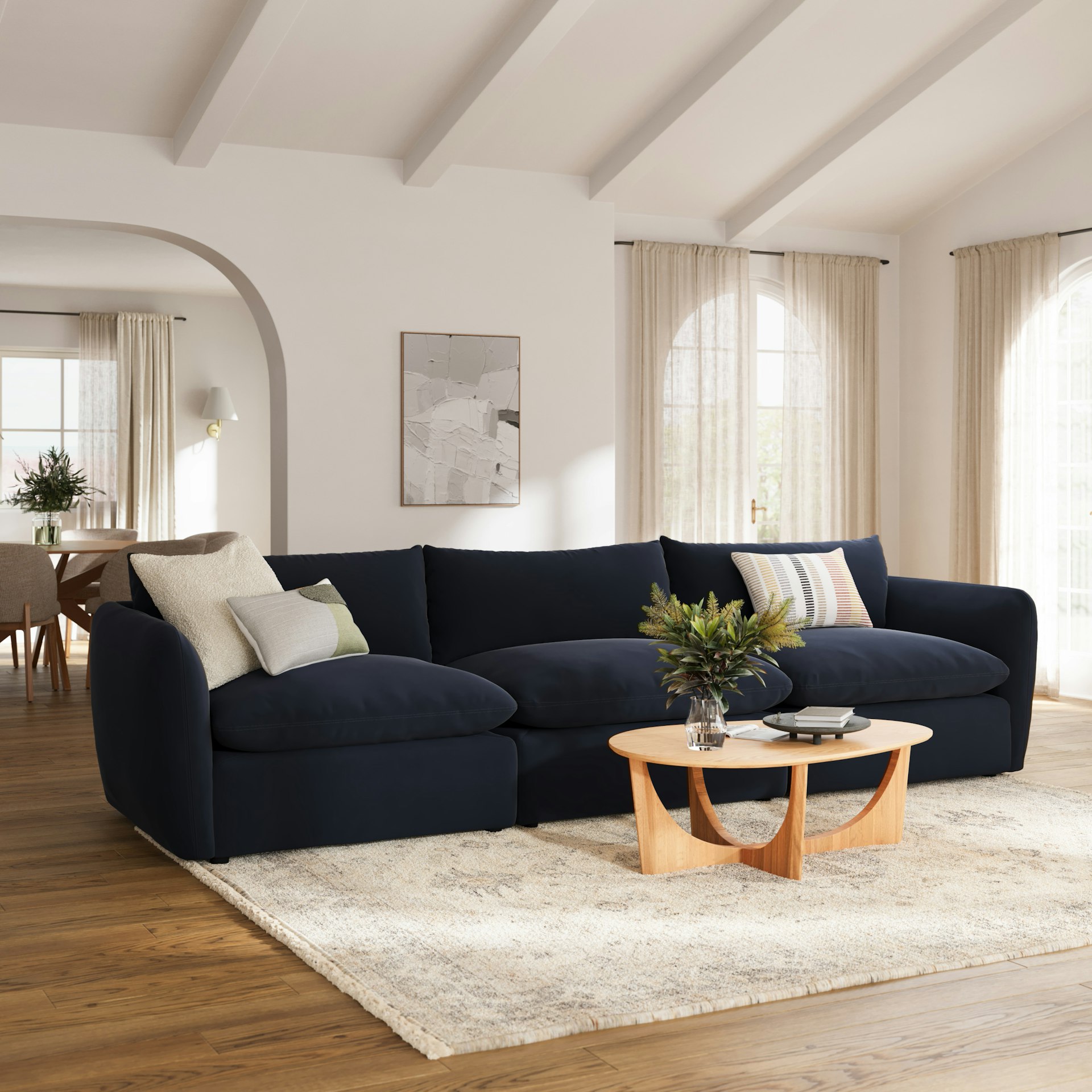 Leigh 131.5" Velvet Modular Sofa - Hale Ink