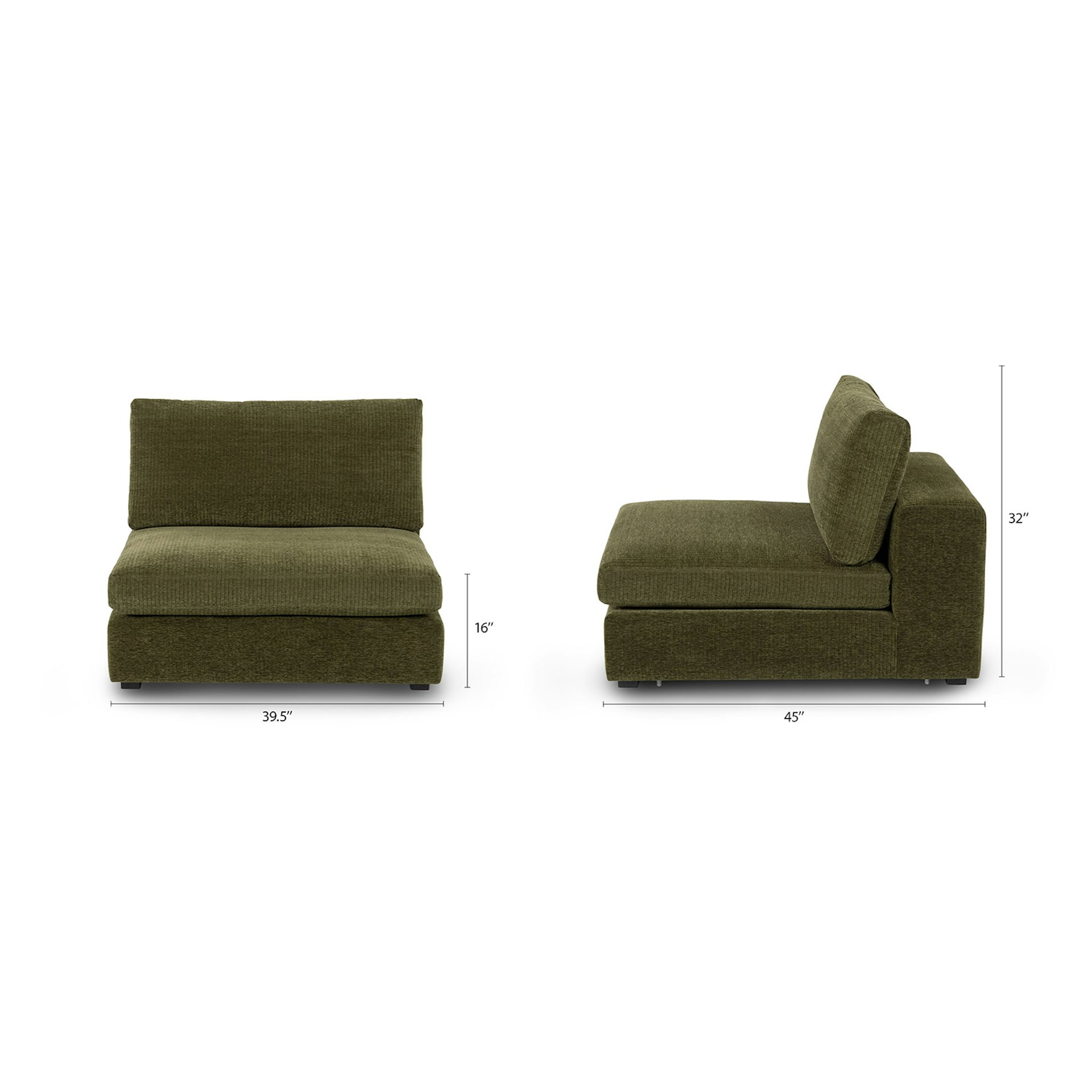 Beta 39.5" Armless Chair Module - Cypress Green 11 Beta 39.5" Armless Chair Module - Cypress Green