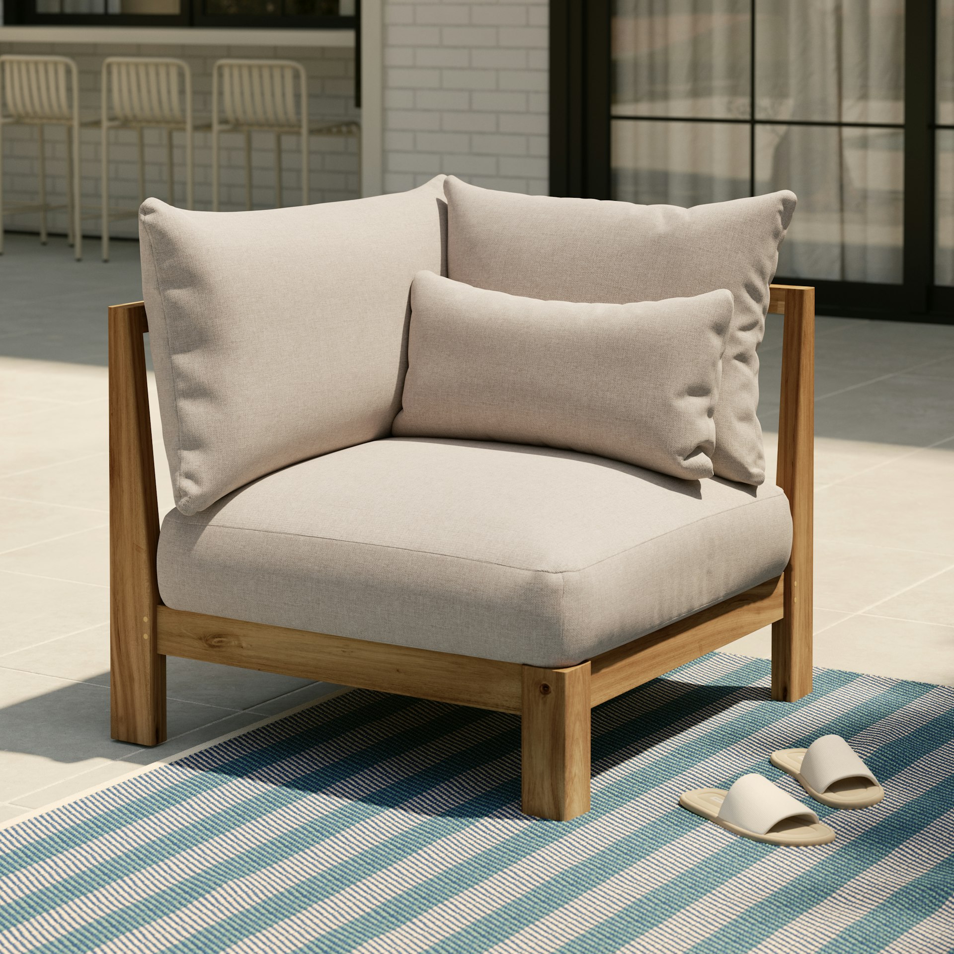 Cove 34.25" Outdoor Corner Chair Module - Basket Beige