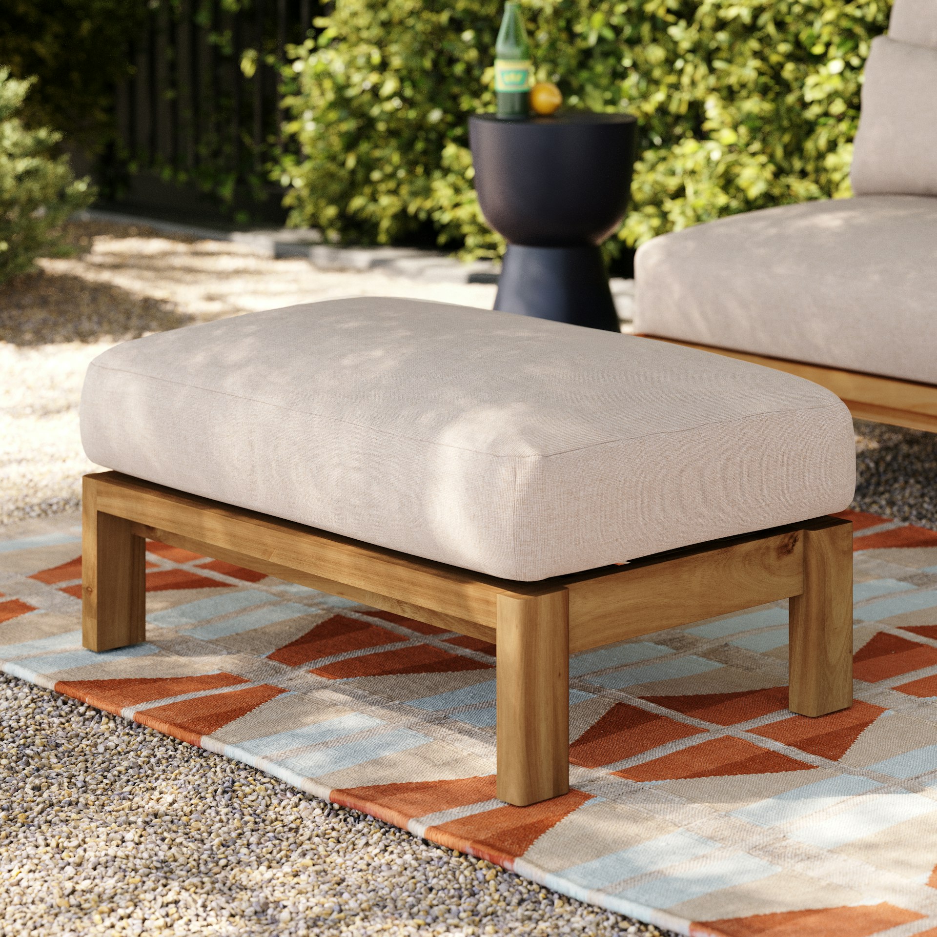 Cove 34.25" Outdoor Ottoman - Basket Beige
