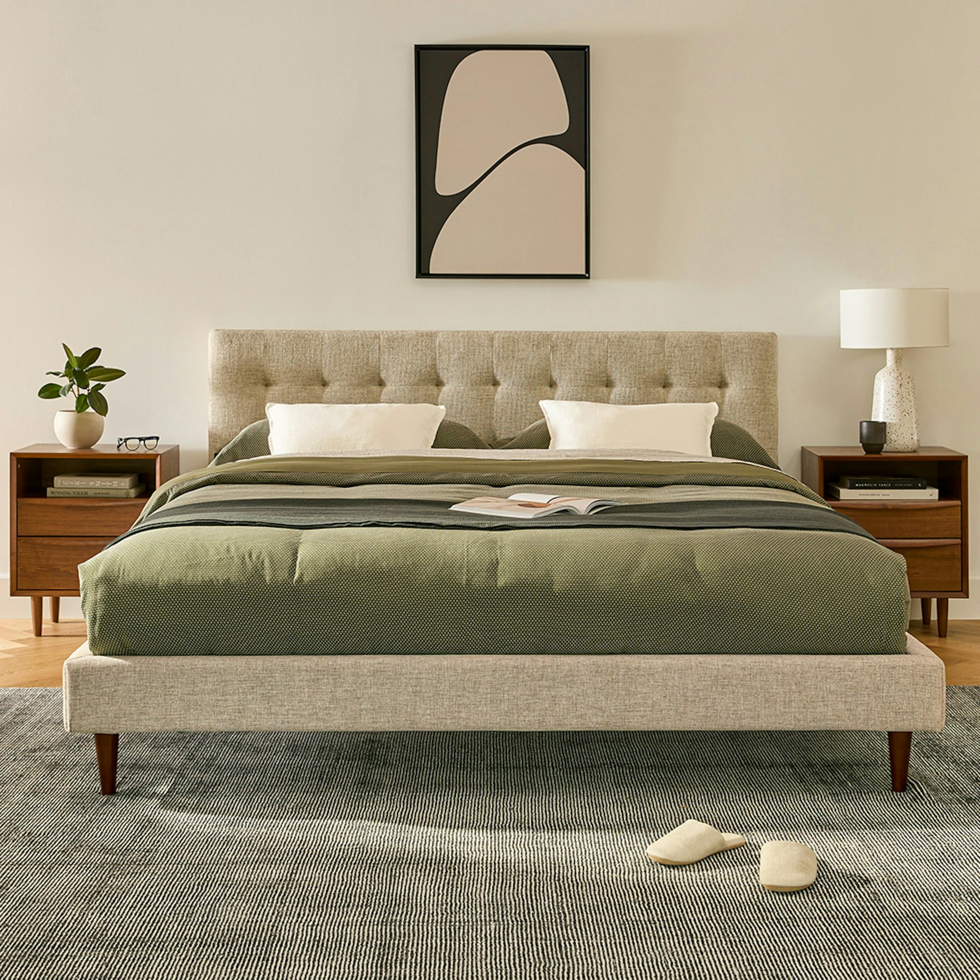 Sven California King Tufted Bed - Birch Ivory