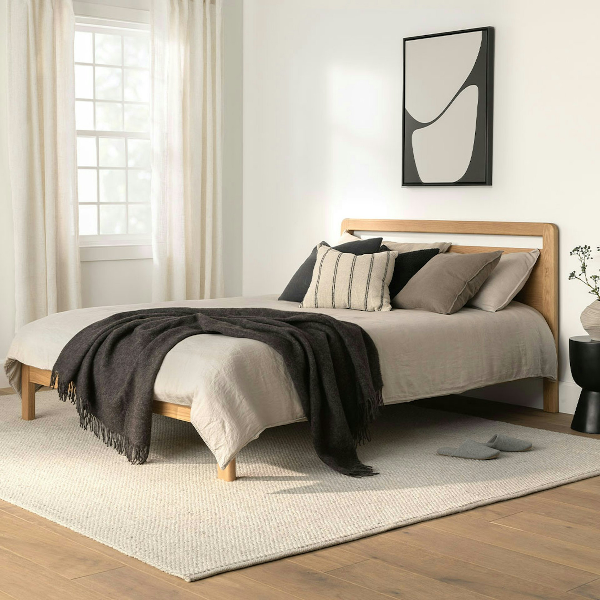 Dalsa Queen Bed - Natural Oak