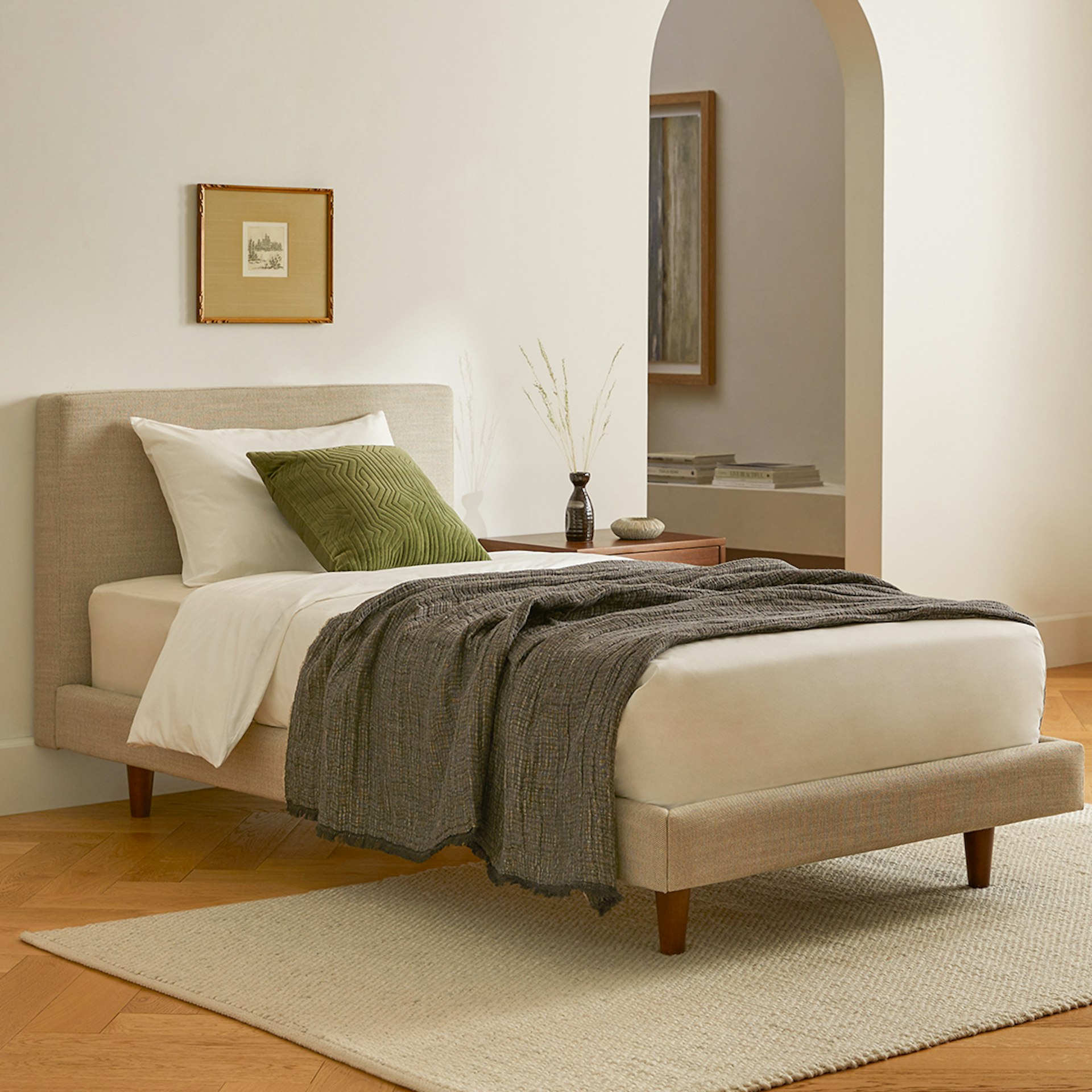 Tessu Twin Low Profile Upholstered Bed - Clay Taupe