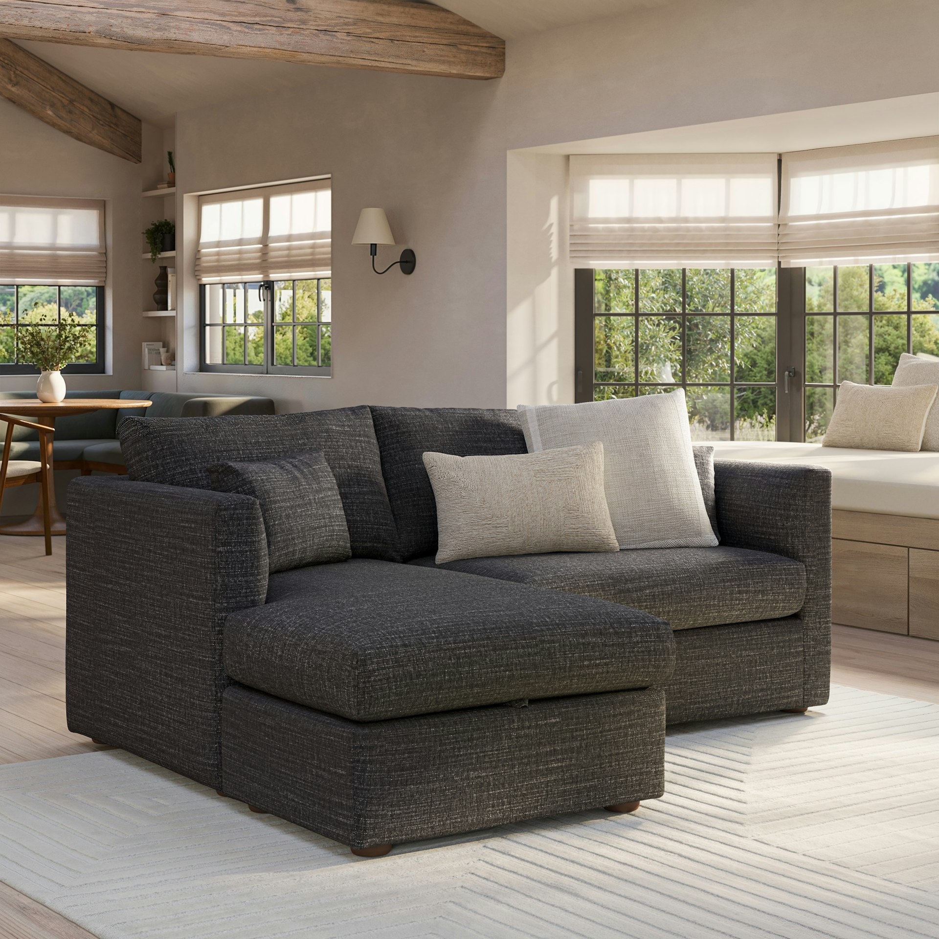 Marina 80" Reversible Storage Sectional - Napa Charcoal