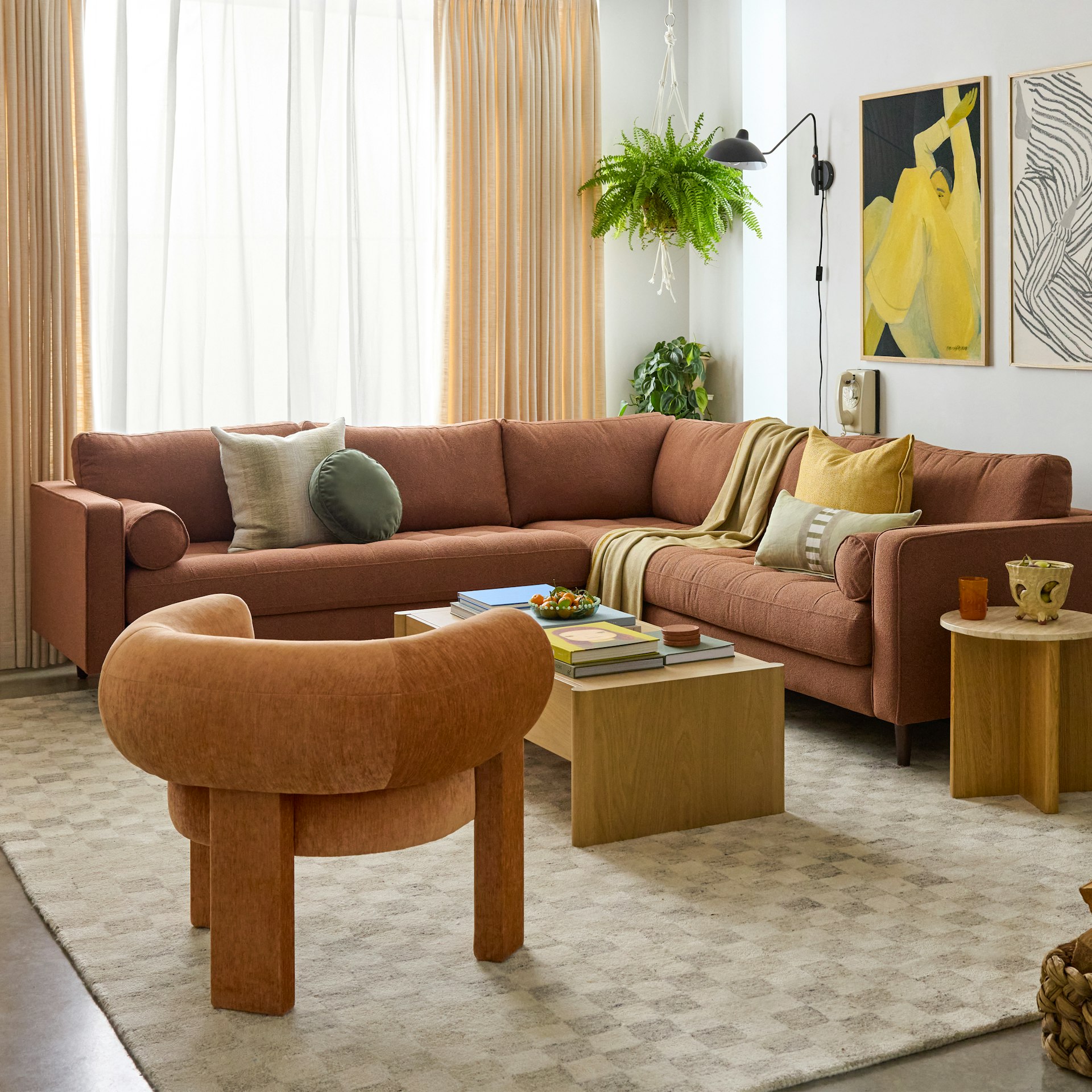 Sven 107" Tufted Corner Sectional - Ratine Oxide