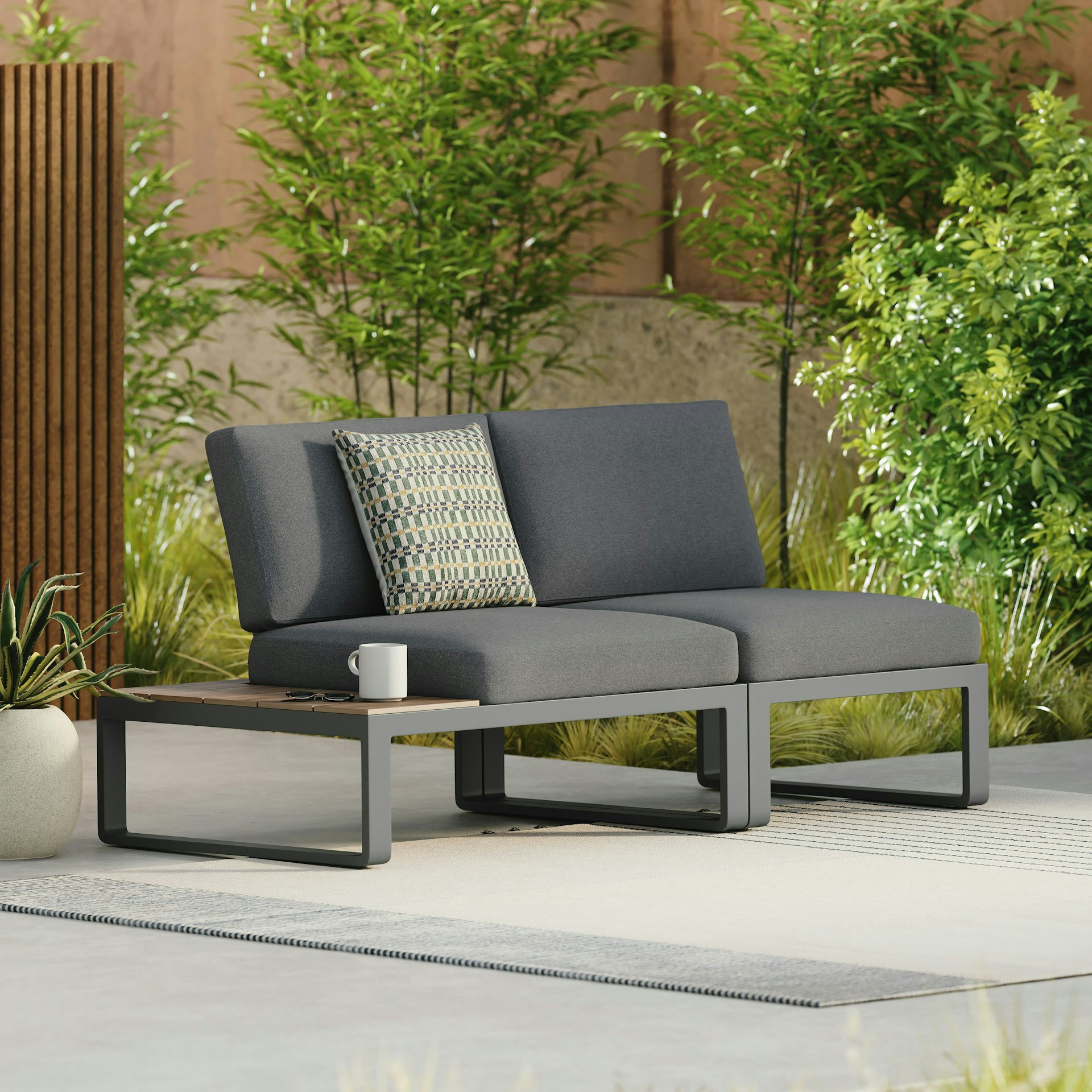 Kezia 68" Outdoor Left Modular Loveseat - Whale Gray