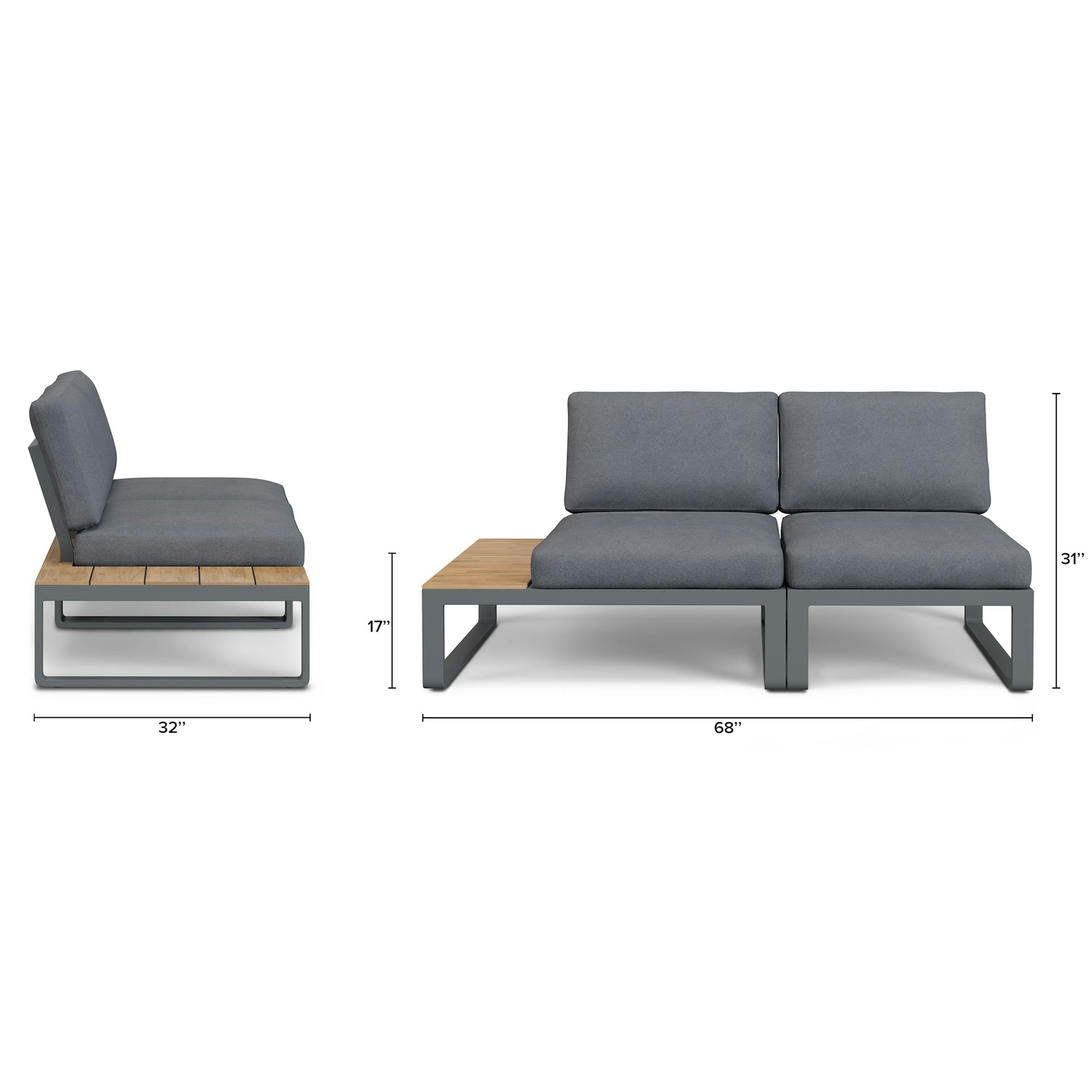 Kezia 68" Outdoor Left Modular Loveseat - Whale Gray 12 Kezia 68" Outdoor Left Modular Loveseat - Whale Gray