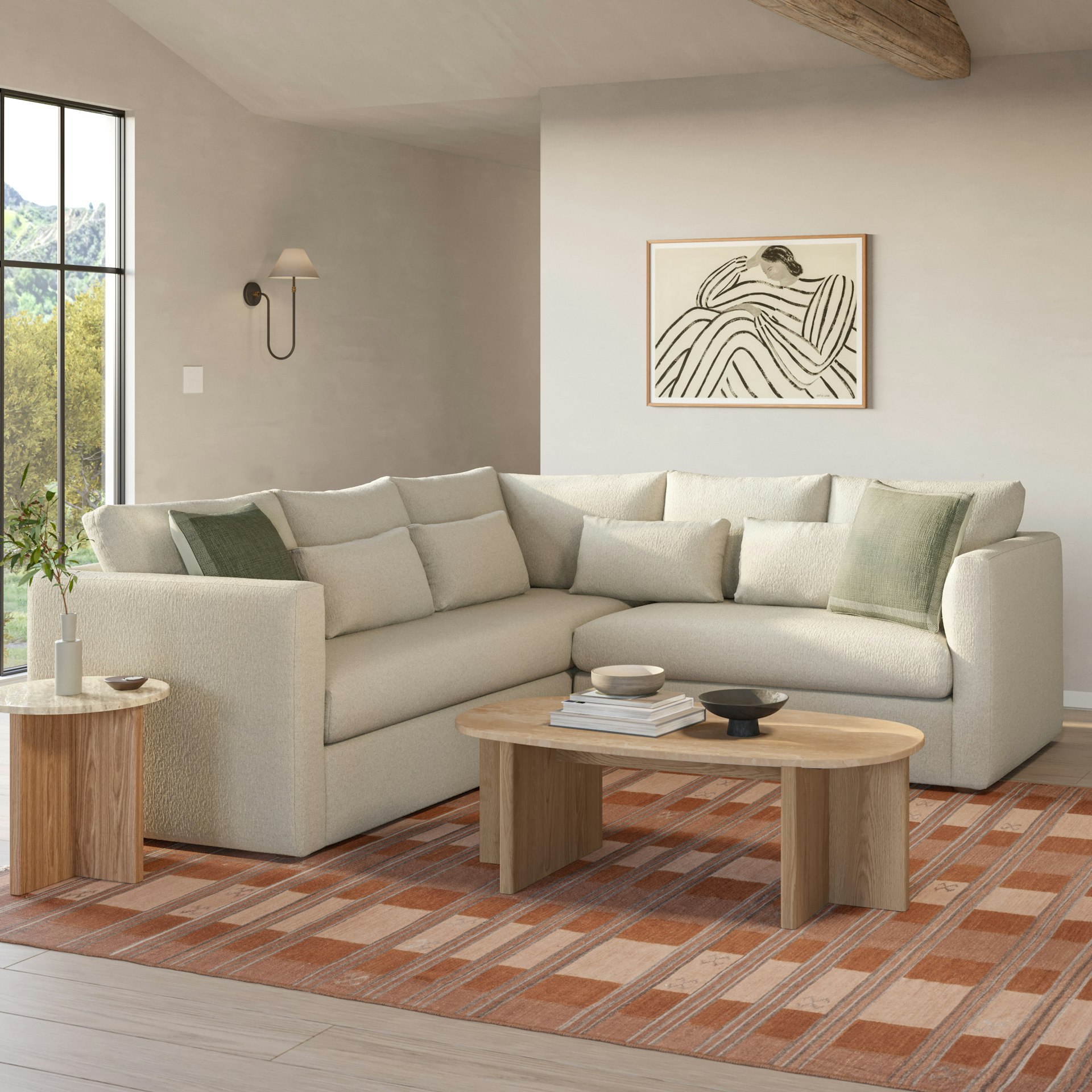 Marina 92" Corner Sectional - Clover Ivory