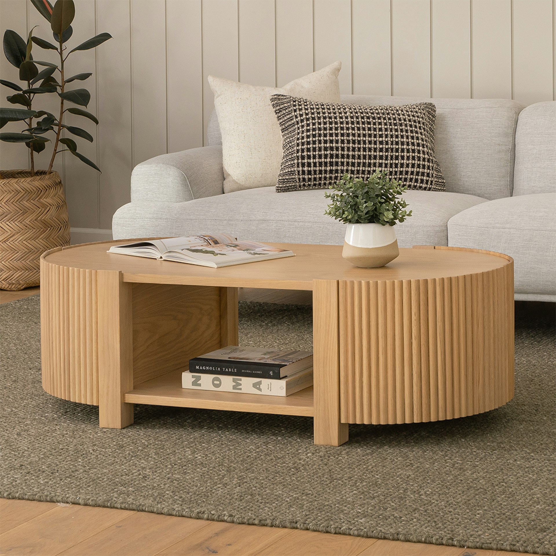 Fortra 50.5" Storage Coffee Table - White Oak