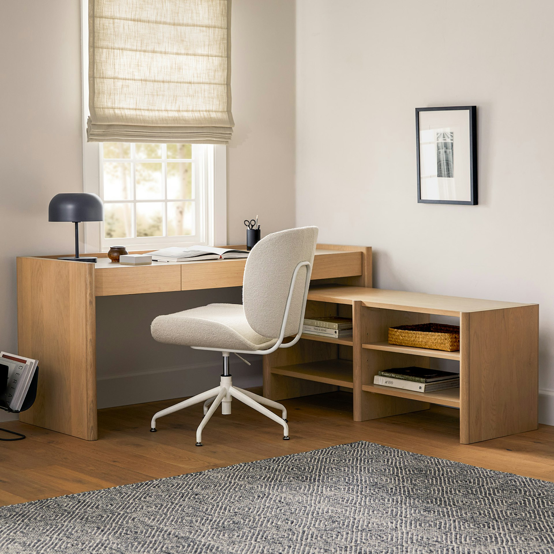 Torme L-Shape Desk Set - White Oak