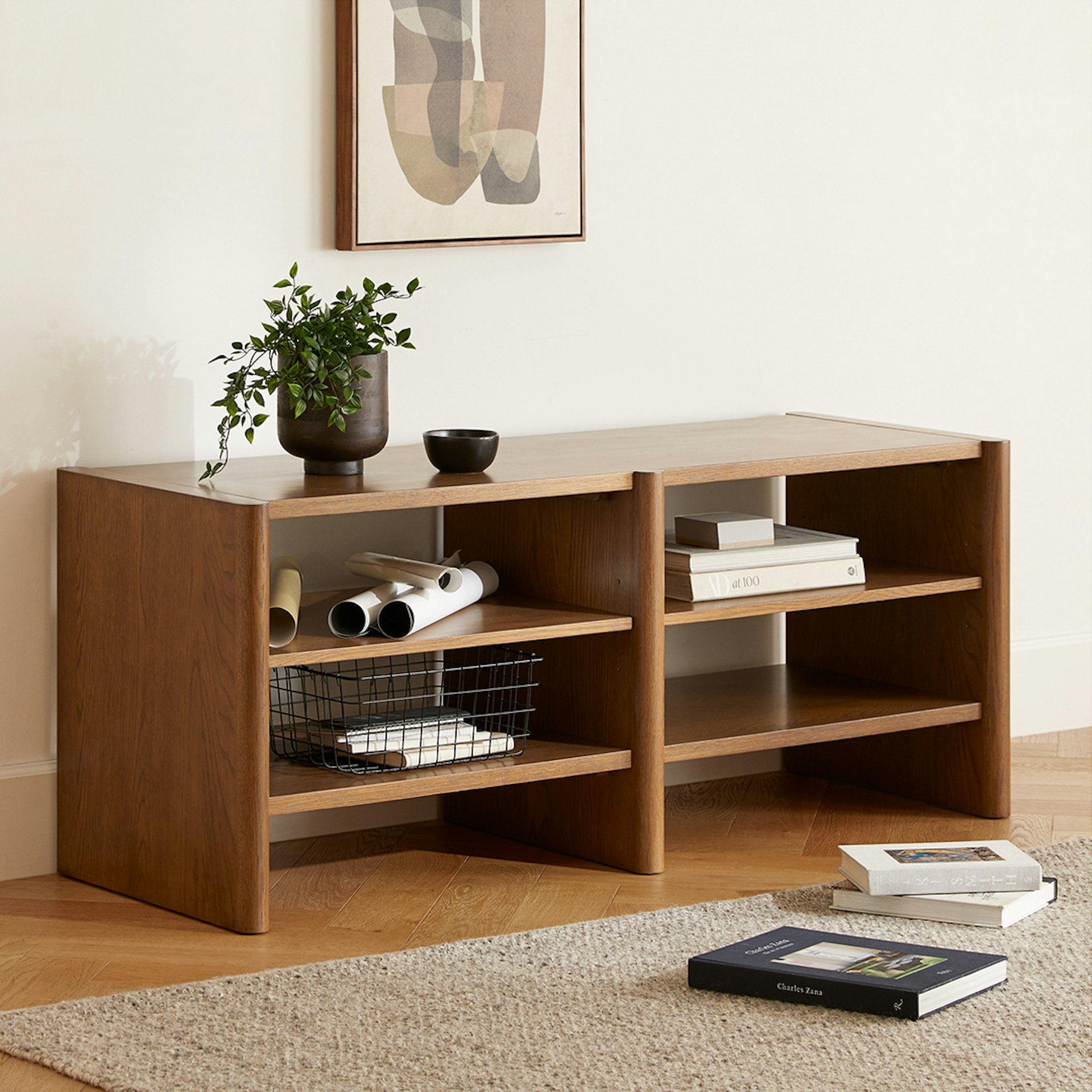 Torme 57" Bookcase, Short - Smoked Oak