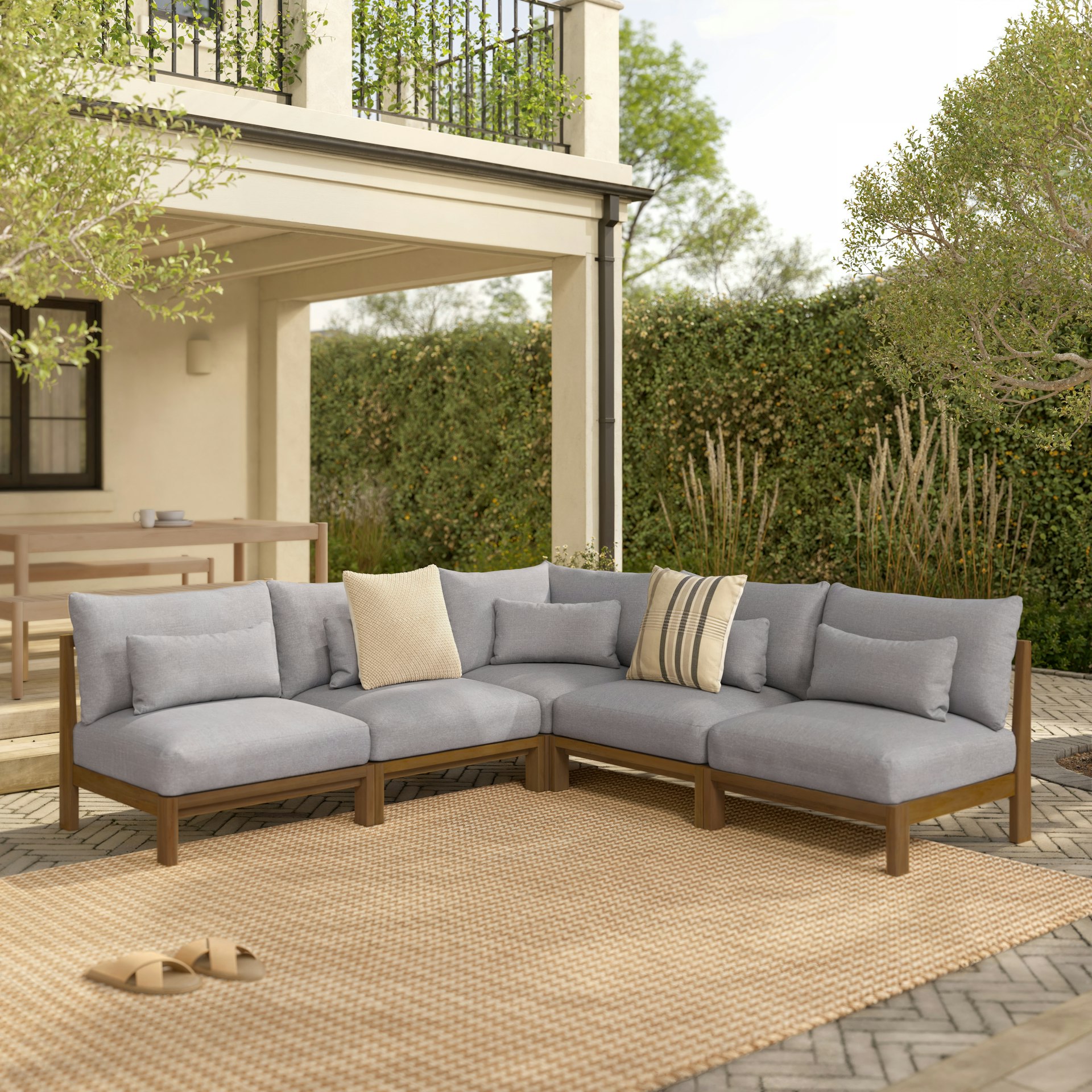 Cove 102.75" Outdoor Armless Modular Sectional - Basket Gray