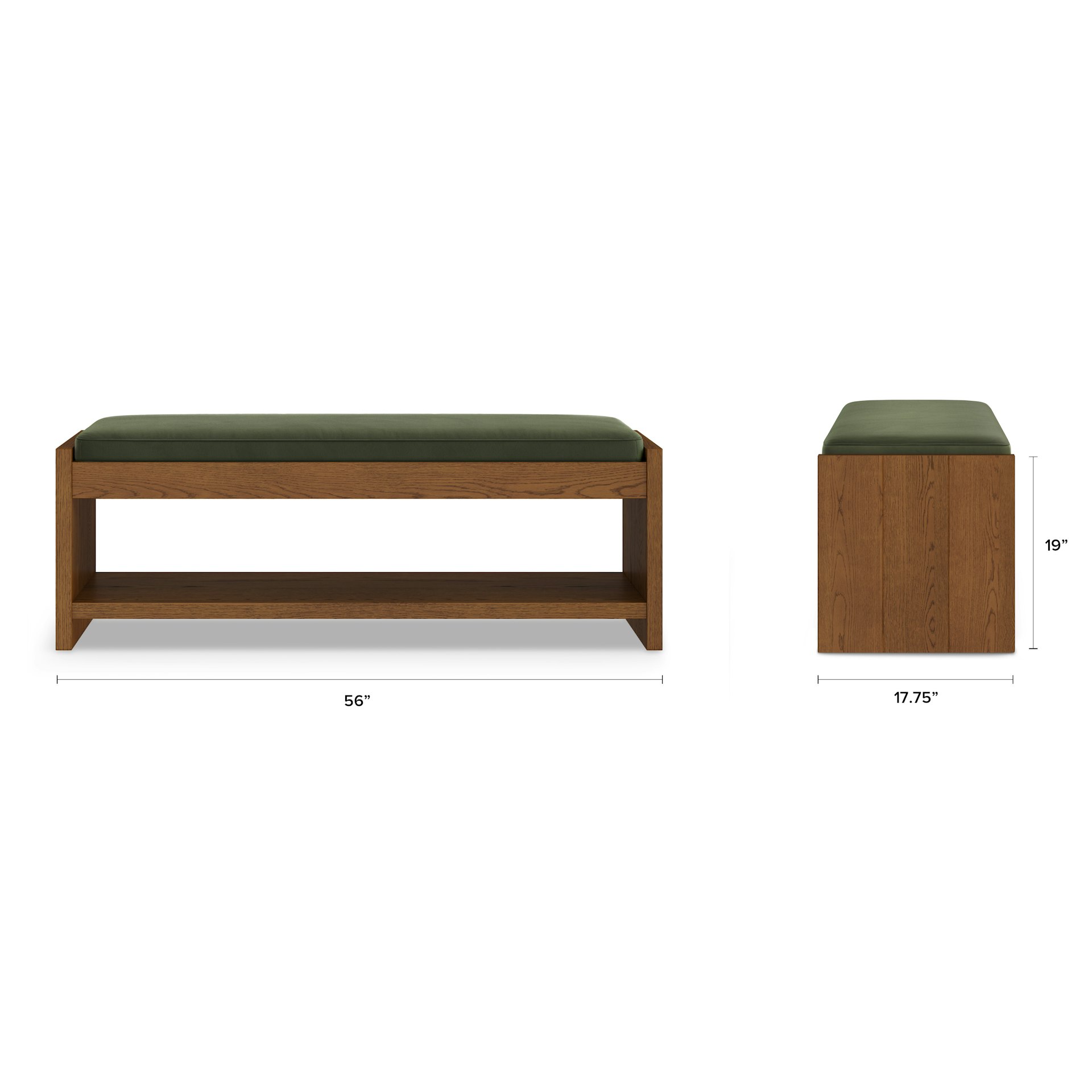 Cassie 56" Velvet Bench - Smoked Oak and Hale Fir Green 16 Cassie 56" Velvet Bench - Smoked Oak and Hale Fir Green