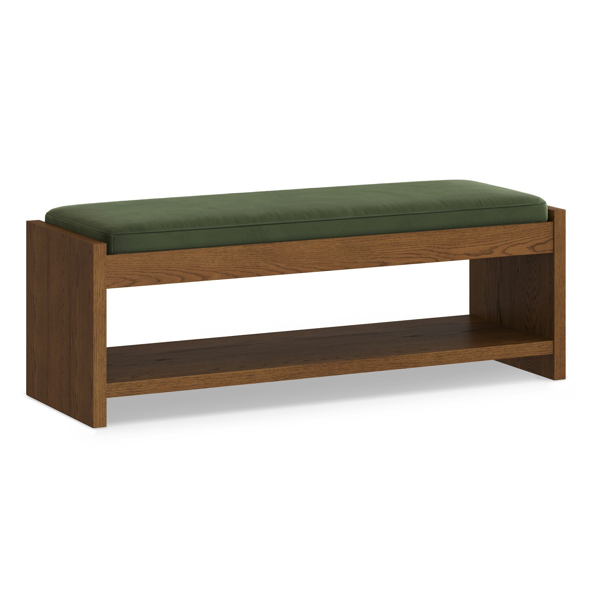 Cassie 56" Velvet Bench - Smoked Oak and Hale Fir Green 4 Cassie 56" Velvet Bench - Smoked Oak and Hale Fir Green