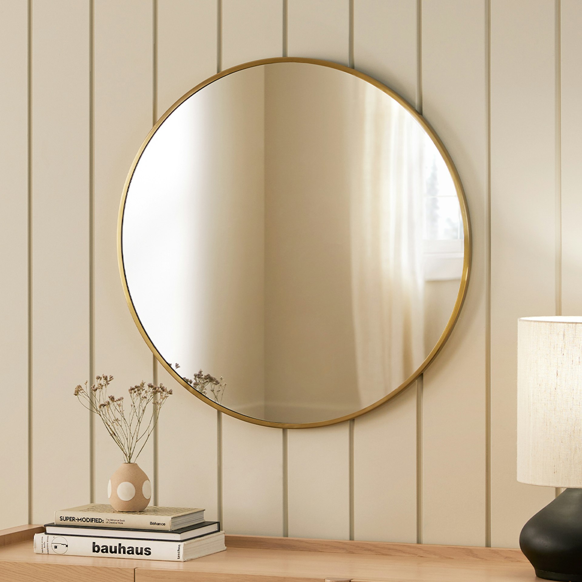 Mansfield Small Round Wall Mirror - Brass